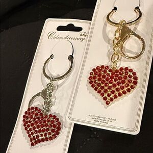 Red Rhinestone Heart Keychain